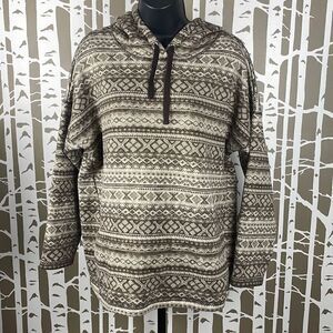 Ralph Lauren Active Printed Fleece Hooded Pullover Top 2X Brown, Tan, Cream